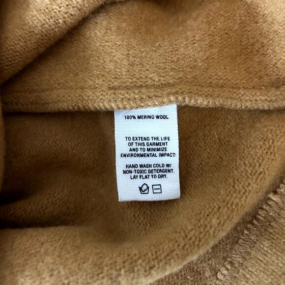 Alex Mill Boiled Wool 100% Merino Hoodie Sweater Mustard Yellow Cozy Classic EUC - Picture 10 of 14